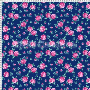 Spandex Roses Navy