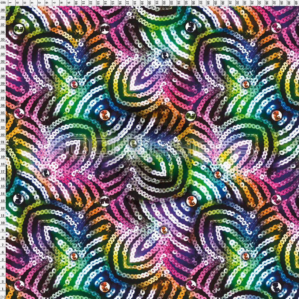 Spandex Sequin Flower Multi